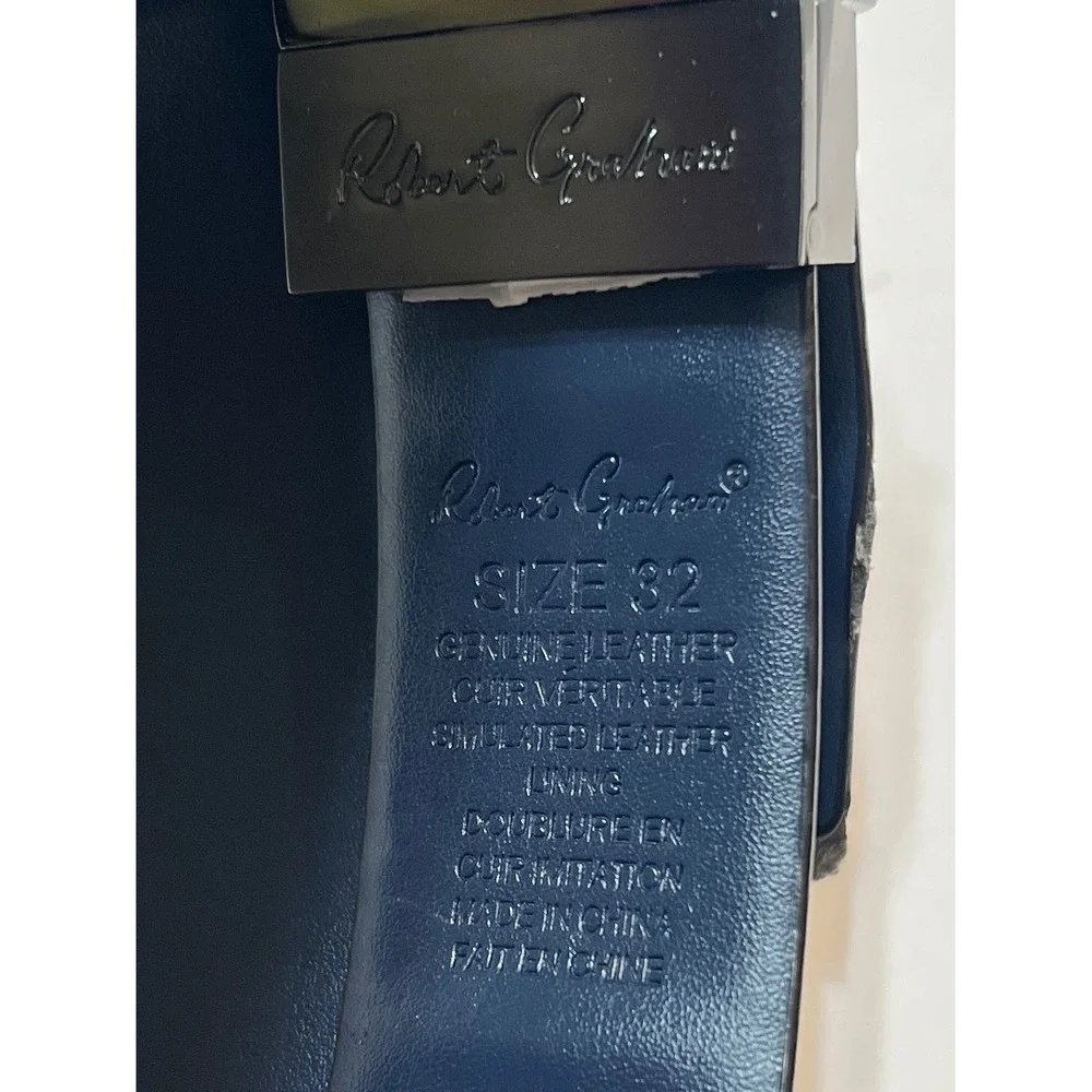 Robert Graham Mens Black Leather Paisley Embossed Belt Rainbow Stitch Size 32